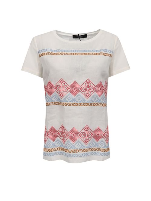 T-shirt WKDGENIO in lino ricamato e jersey di cotone stretch WEEKEND MAX MARA | 2615941072600003